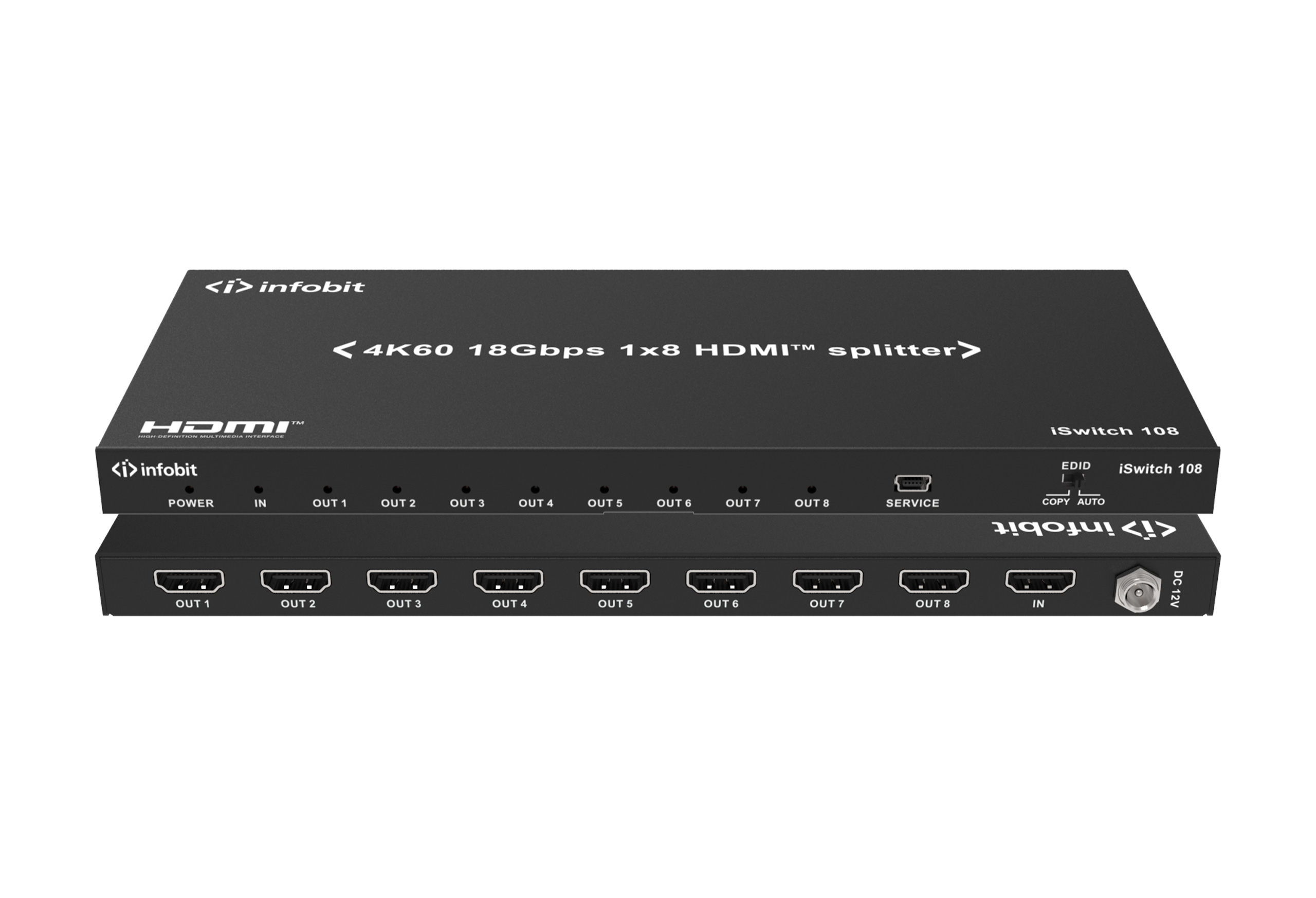 Сплиттер Infobit iSwitch 108 4K60 18Gbps 1x8 HDMI splitter, smart EDID